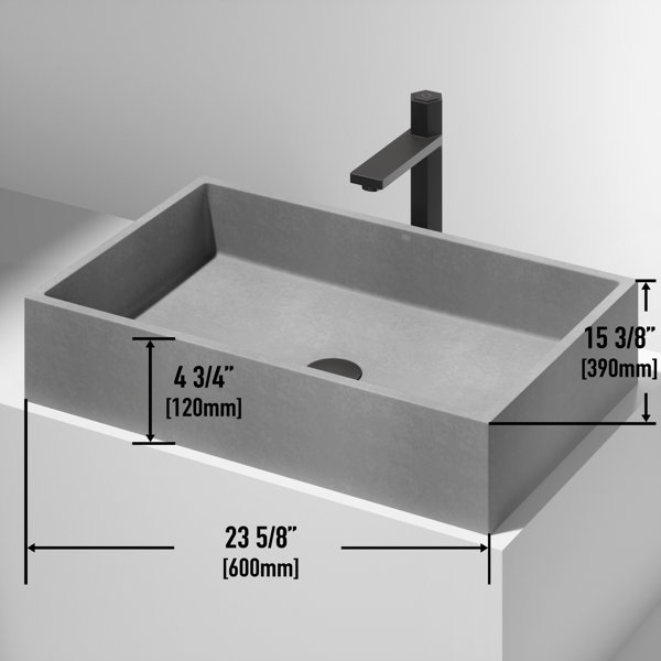VIGO 15.375'' Gray Concrete Rectangular Vessel Bathroom Sink Wayfair
